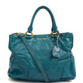 Miu Miu Tote Tote in Blue, Exotic Effect Leather — Front View