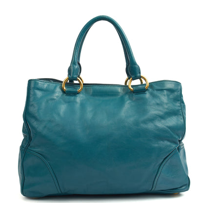 Miu Miu Tote Tote in Blue, Exotic Effect Leather — Top View