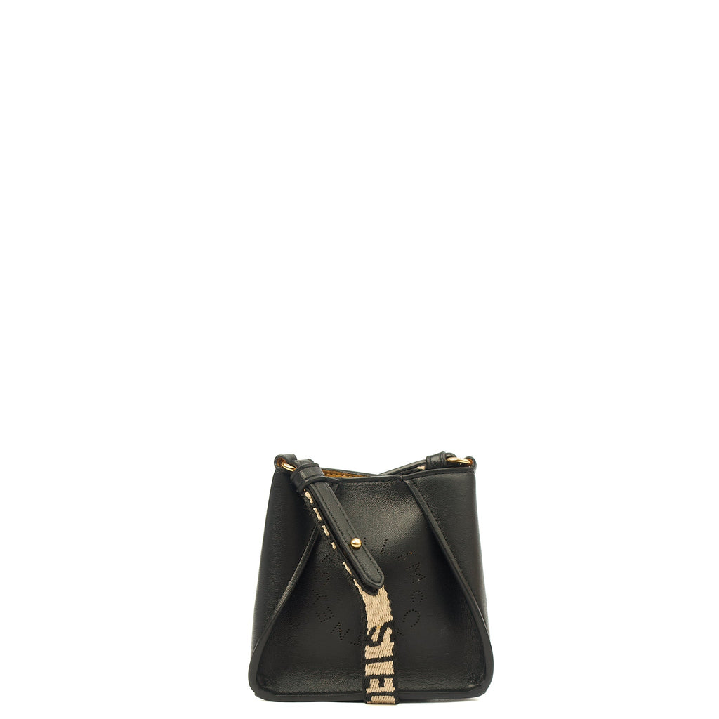 Stella McCartney Cross Body Logo Crossbody - Mini in Black, Vegan Leather — Front View