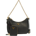 Prada Cross Body Re-Edition 2005 Saffiano in Black, Saffiano Leather — Front View