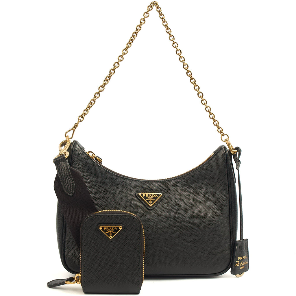 Prada Cross Body Re-Edition 2005 Saffiano in Black, Saffiano Leather — Alternate View 8