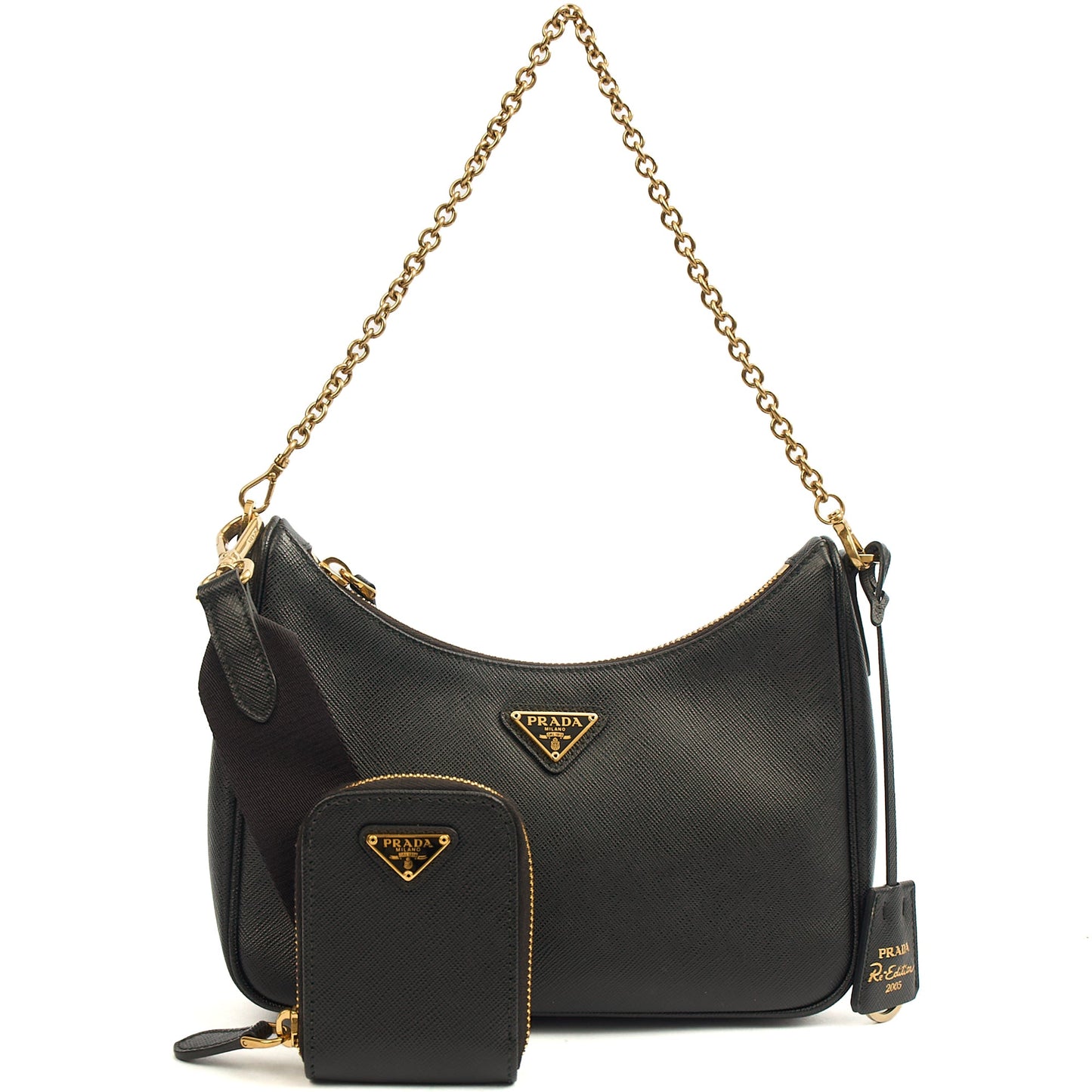 Prada Cross Body Re-Edition 2005 Saffiano in Black, Saffiano Leather — Alternate View 8