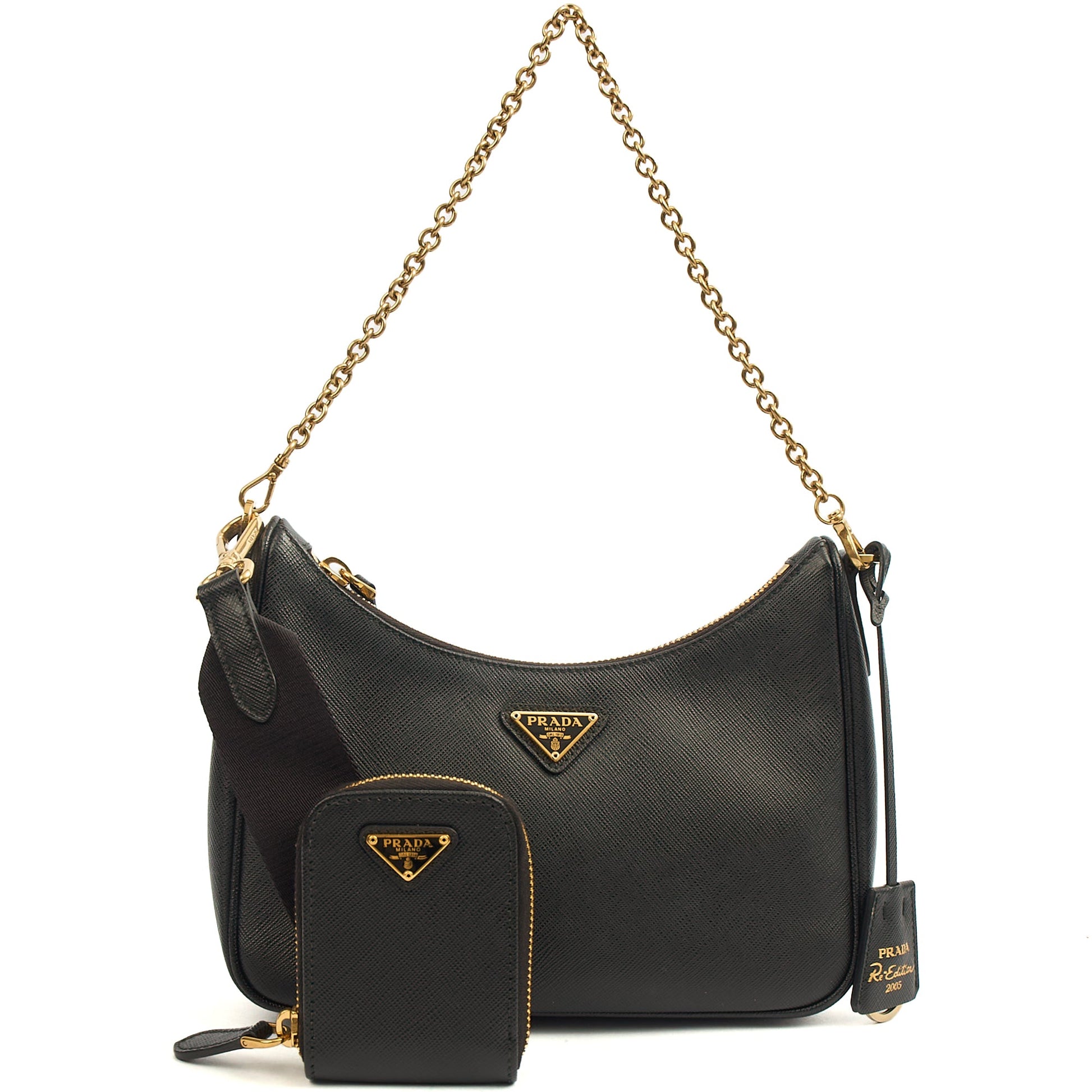Prada Cross Body Re-Edition 2005 Saffiano in Black, Saffiano Leather — Alternate View 8