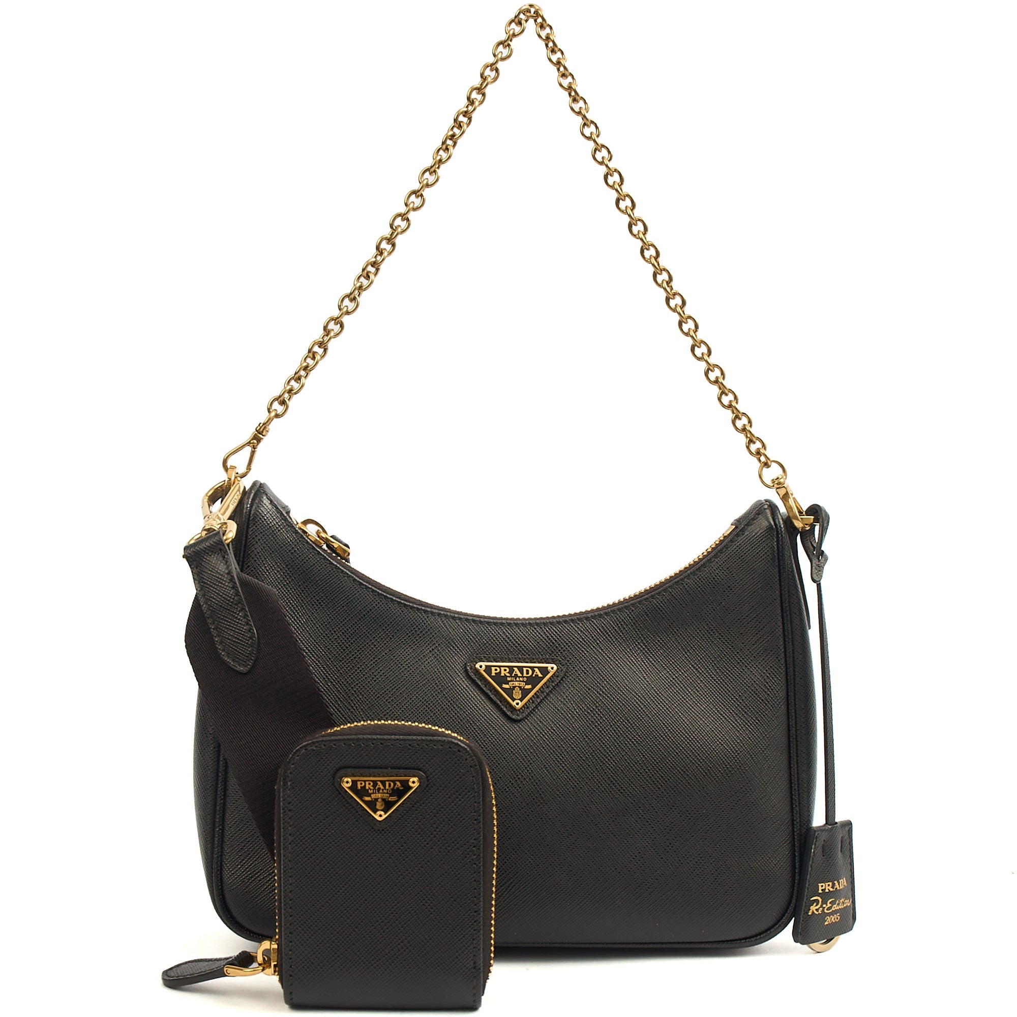 Prada Cross Body Re-Edition 2005 Saffiano in Black, Saffiano Leather — Alternate View 8