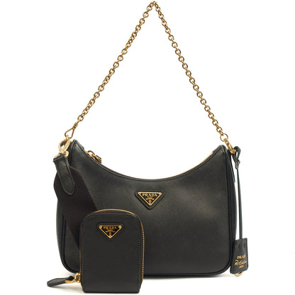 Prada Cross Body Re-Edition 2005 Saffiano in Black, Saffiano Leather — Alternate View 8