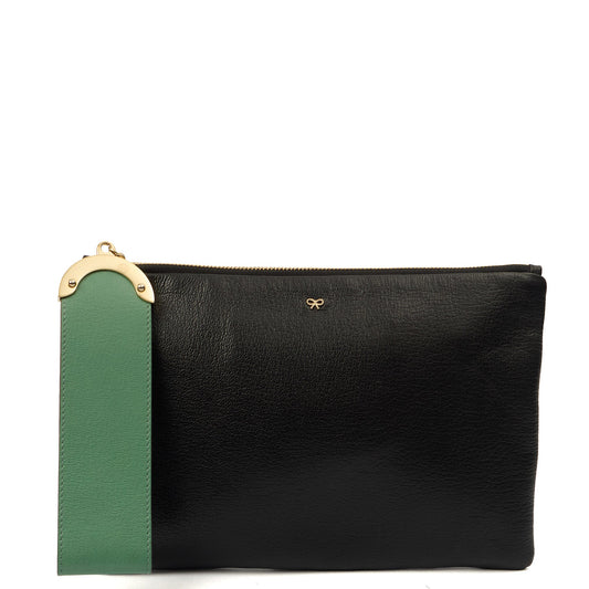 Anya Hindmarch Clutch Clutch in Black, Leather — Front View