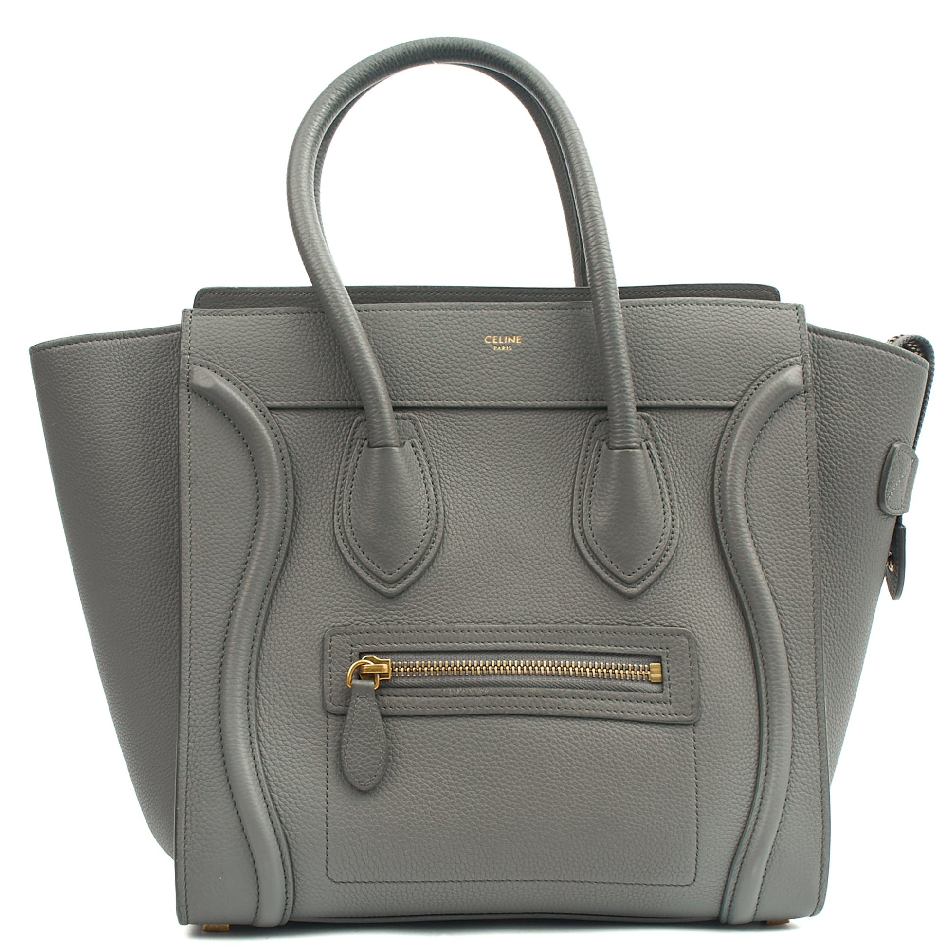 Celine Tote Luggage - Mini in Grey, Leather — Front View