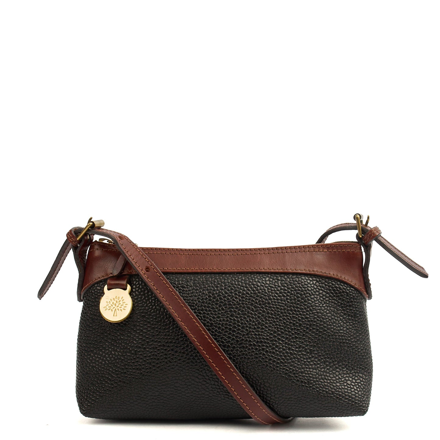 Mulberry Cross Body Vintage Shoulder Bag in Black, Scotchgrain — Top View