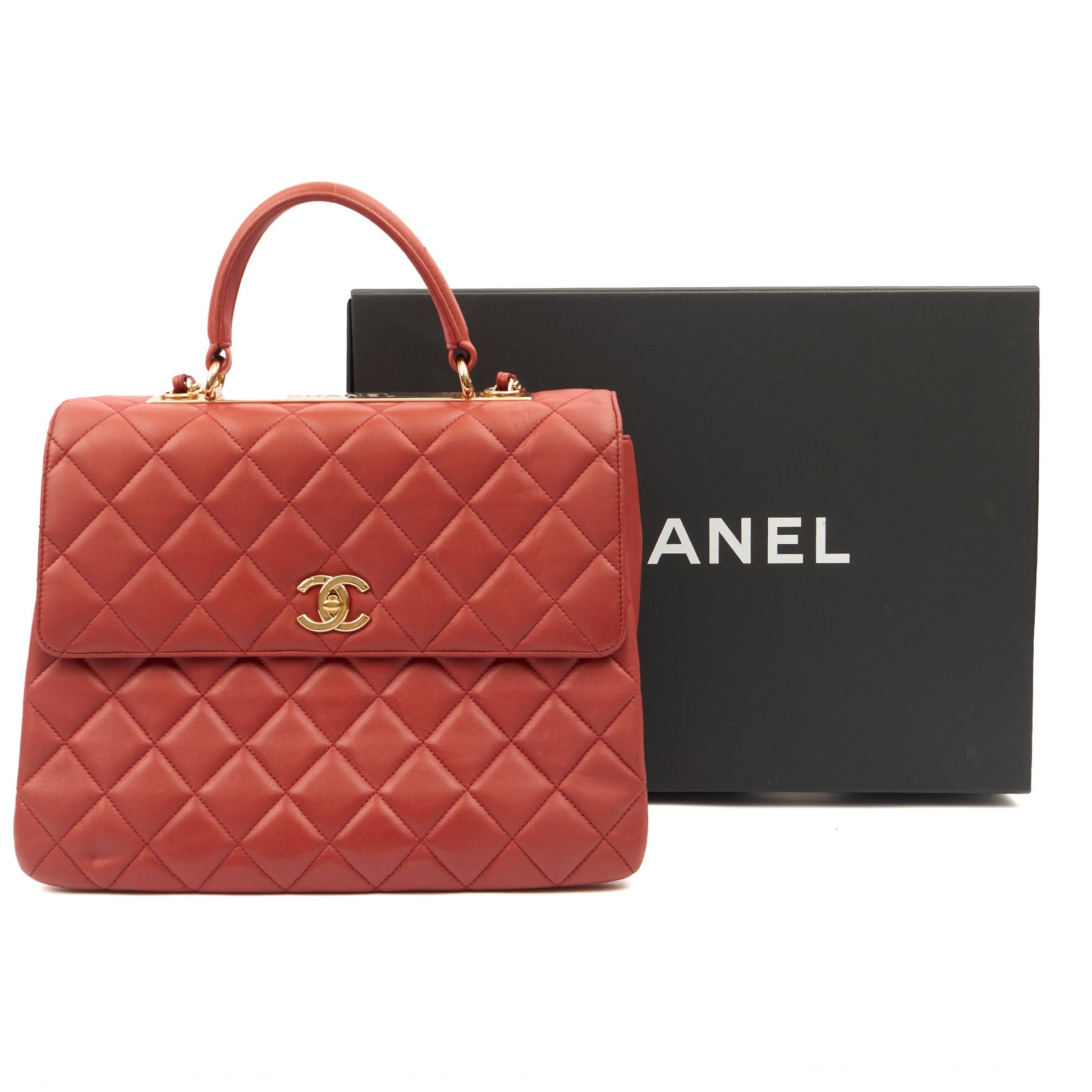 Chanel Top Handle Trendy CC in Red, Lambskin Leather — Lifestyle View