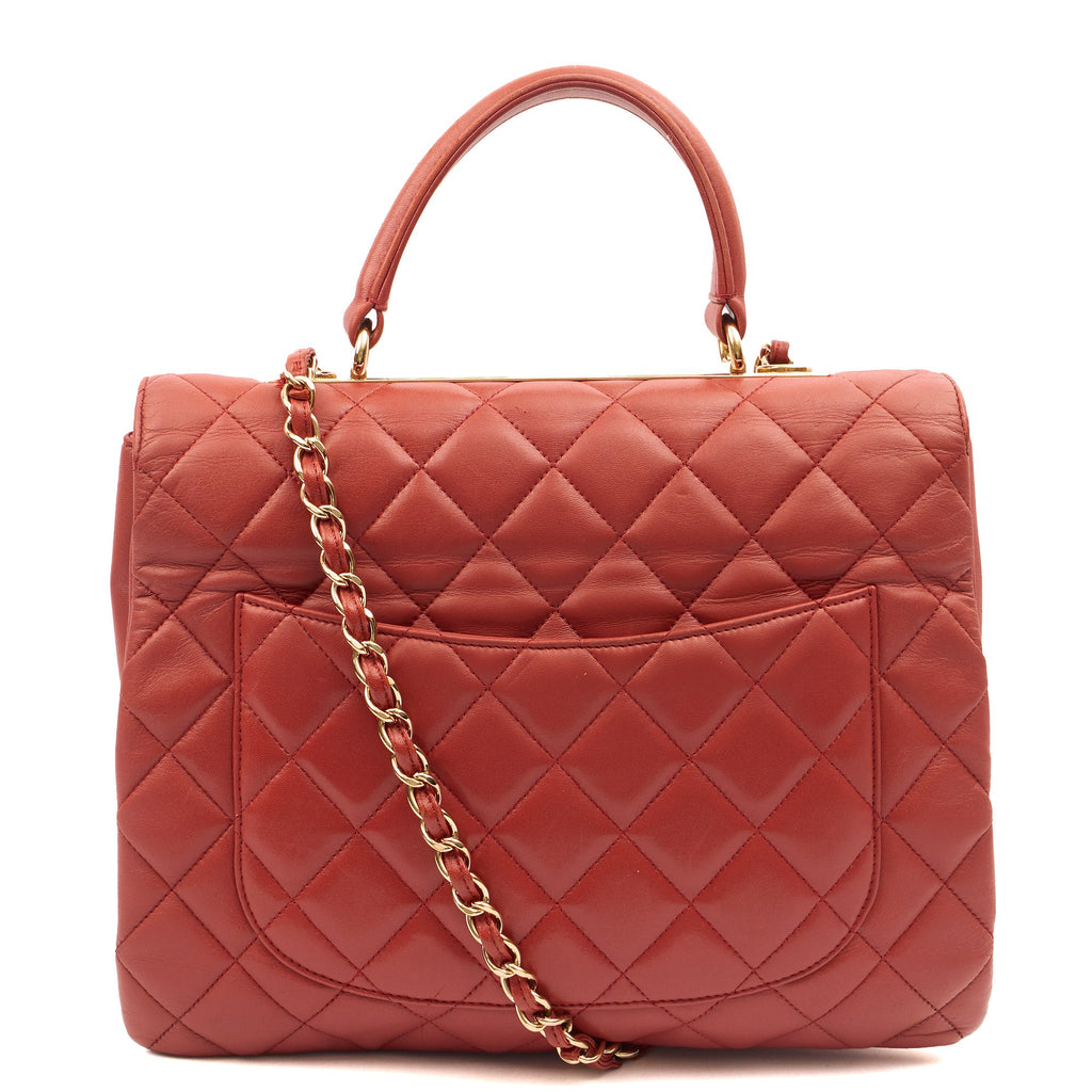 Chanel Top Handle Trendy CC in Red, Lambskin Leather — Back View
