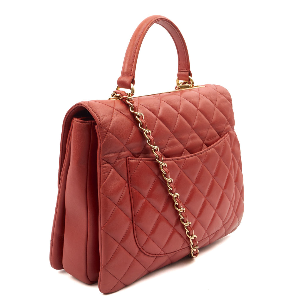 Chanel Top Handle Trendy CC in Red, Lambskin Leather — Side View