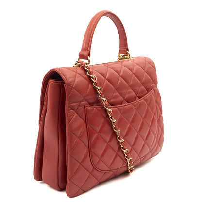 Chanel Top Handle Trendy CC in Red, Lambskin Leather — Side View