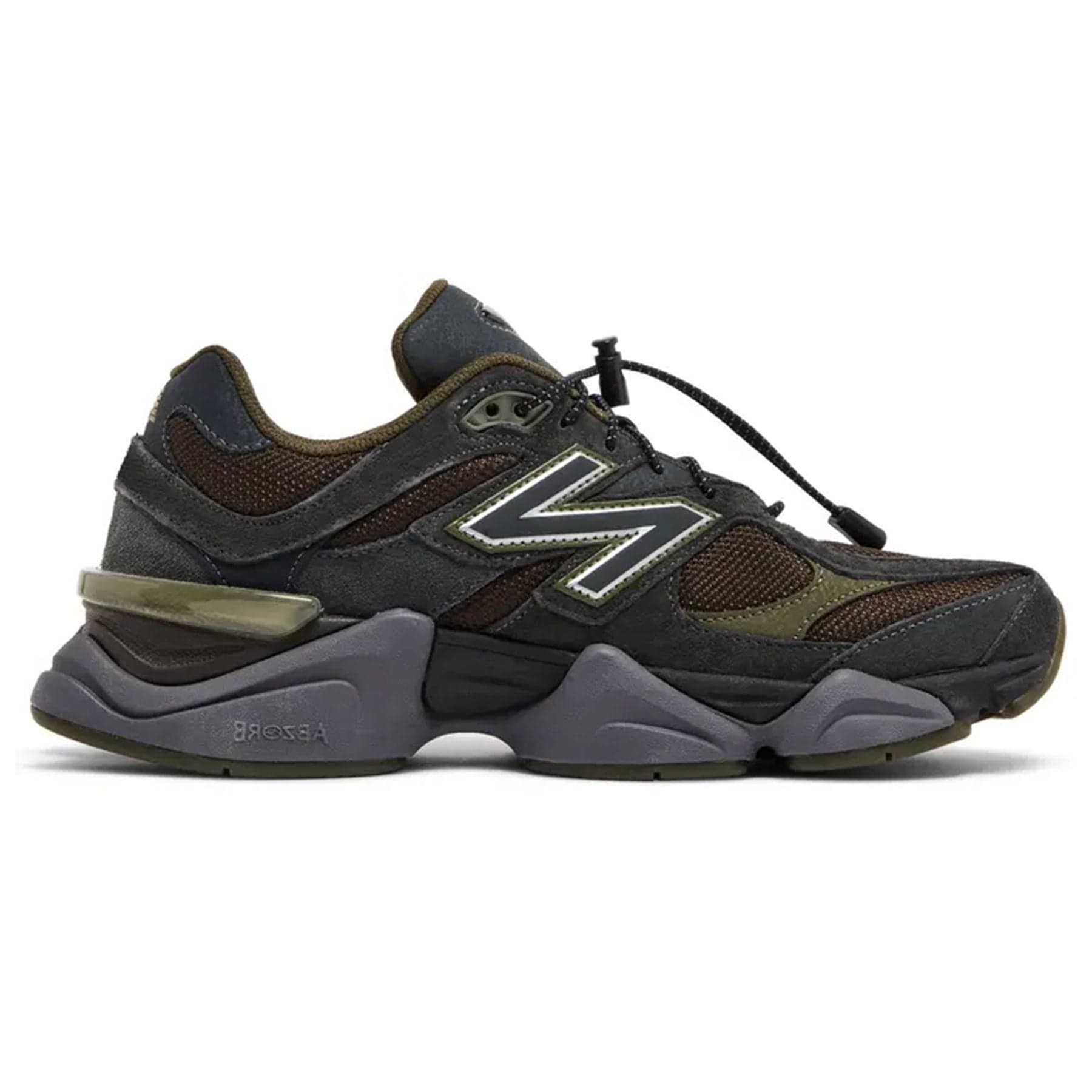 New Balance 9060 'Blacktop Dark Moss' — UK 3.5 | EU 36 | US 4 — Side View
