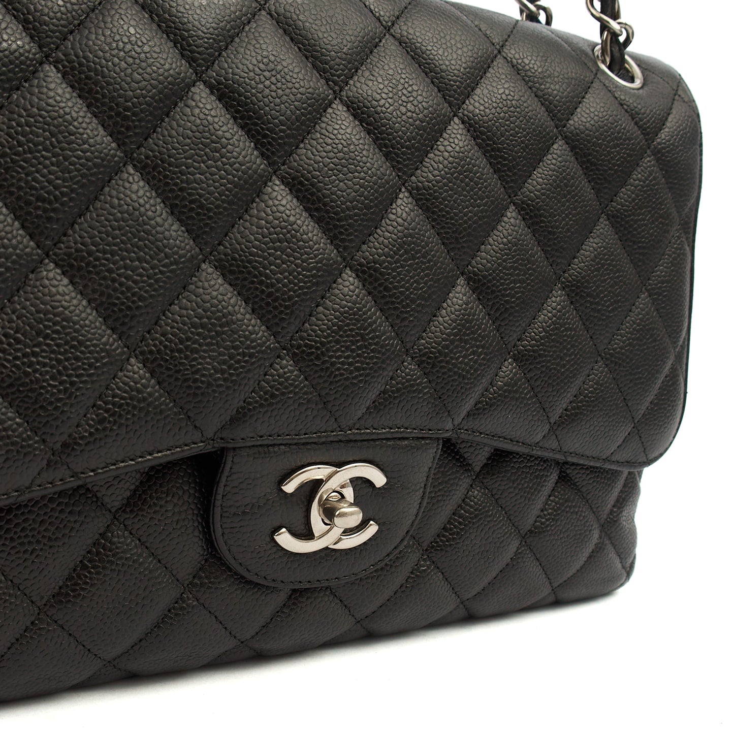 Chanel Shoulder Bag Classic Double Flap - Large in Black, Caviar Leather — Alternate View 8