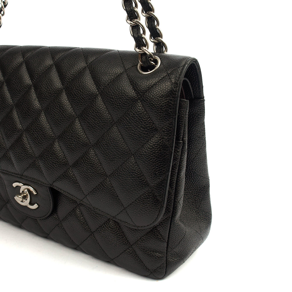 Chanel Shoulder Bag Classic Double Flap - Large in Black, Caviar Leather — Alternate View 7