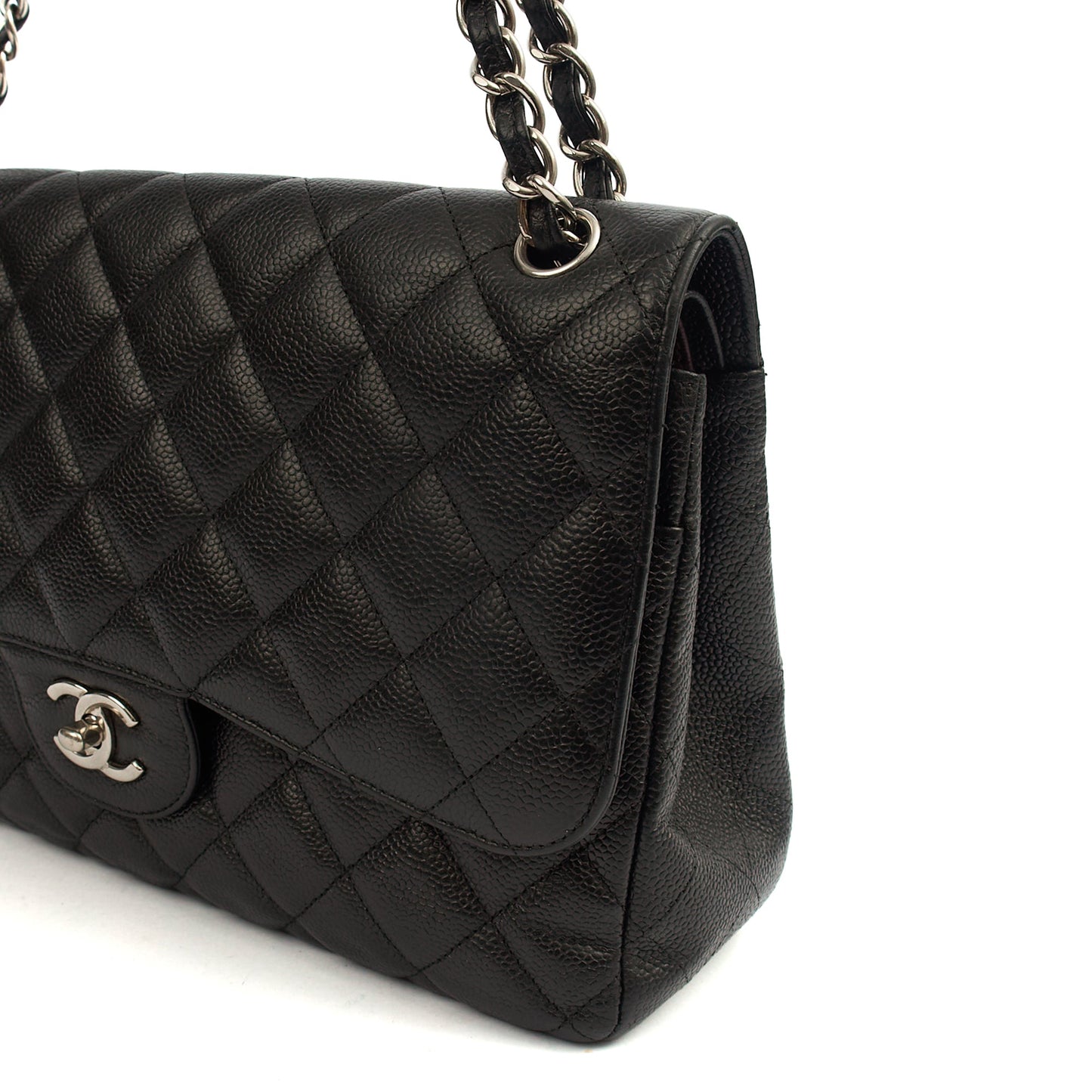 Chanel Shoulder Bag Classic Double Flap - Large in Black, Caviar Leather — Alternate View 7