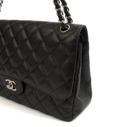 Chanel Shoulder Bag Classic Double Flap - Large in Black, Caviar Leather — Alternate View 7