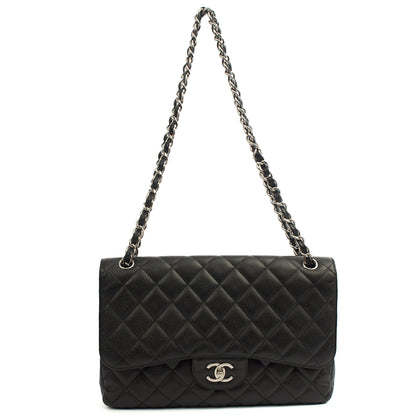 Chanel Shoulder Bag Classic Double Flap - Large in Black, Caviar Leather — Lifestyle View