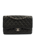 Chanel Shoulder Bag Classic Double Flap - Large in Black, Caviar Leather — Front View