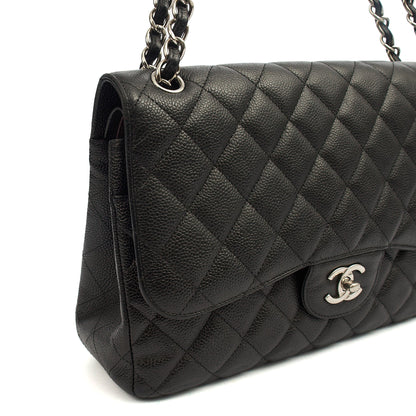 Chanel Shoulder Bag Classic Double Flap - Large in Black, Caviar Leather — Alternate View 9