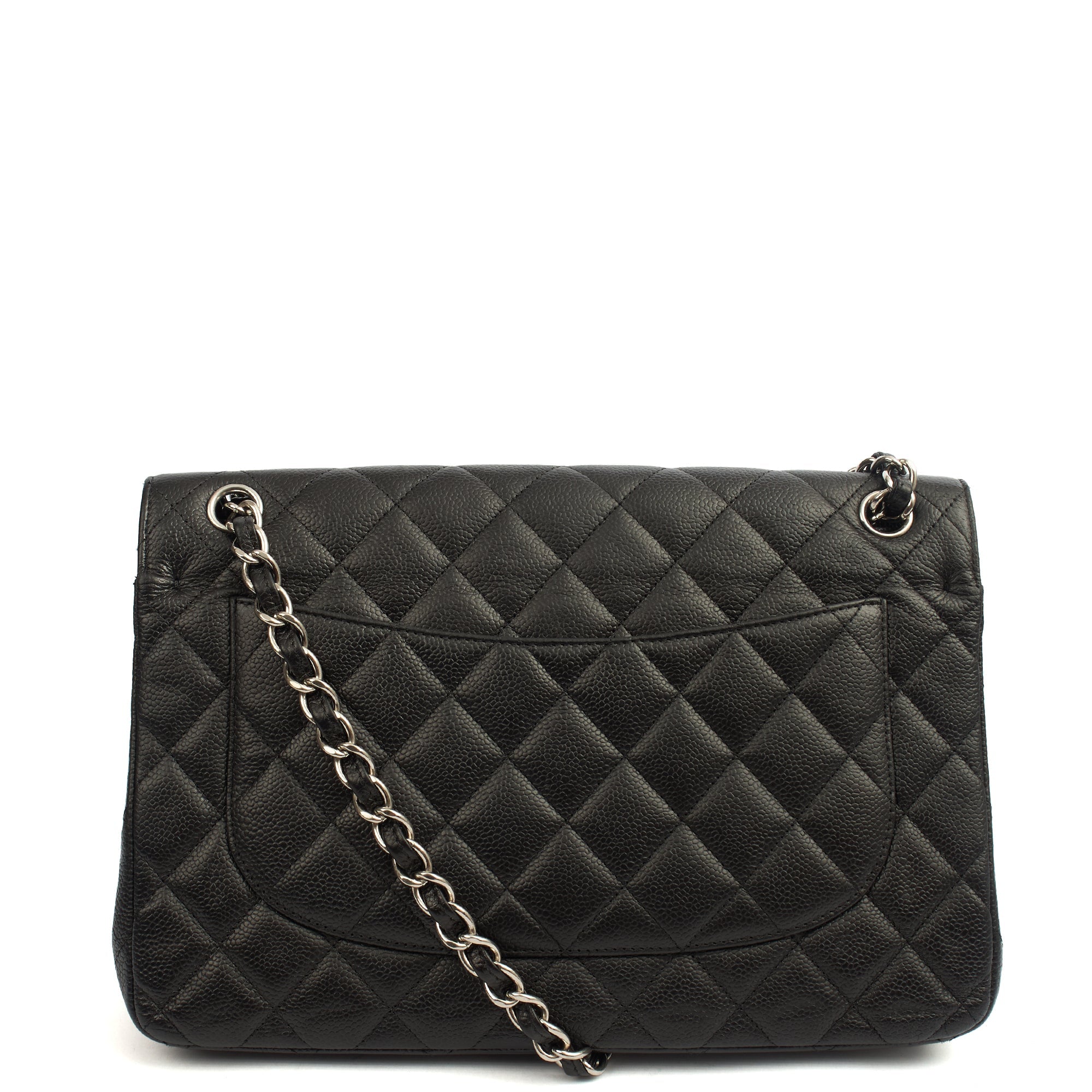 Chanel Shoulder Bag Classic Double Flap - Large in Black, Caviar Leather — Top View