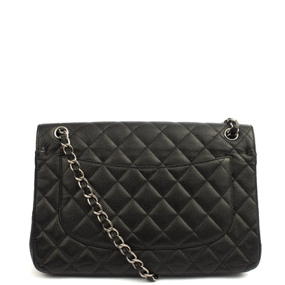 Chanel Shoulder Bag Classic Double Flap - Large in Black, Caviar Leather — Top View