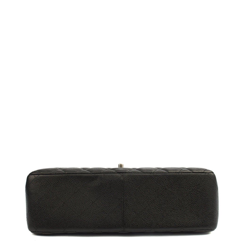 Chanel Shoulder Bag Classic Double Flap - Large in Black, Caviar Leather — Detail View