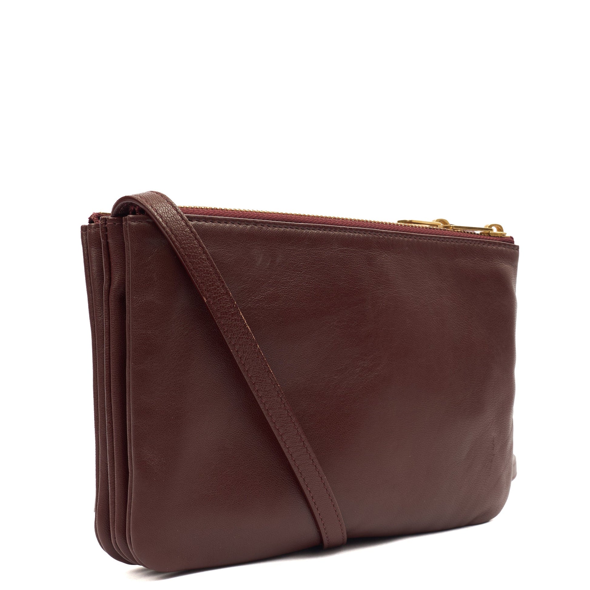 Celine Cross Body Trio in Red, Box Calfskin — Back View