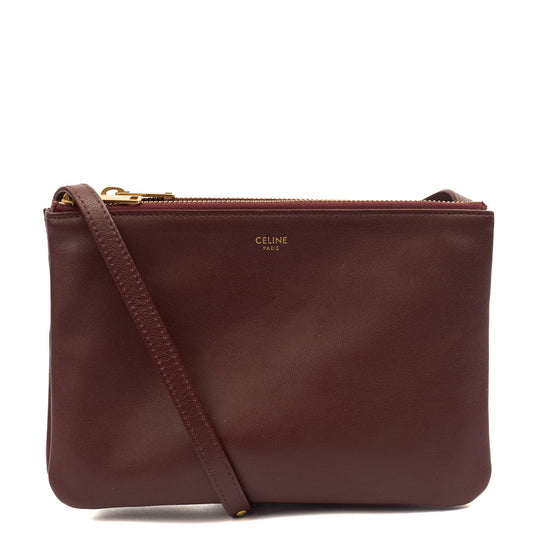 Celine Cross Body Trio in Red, Box Calfskin — Front View