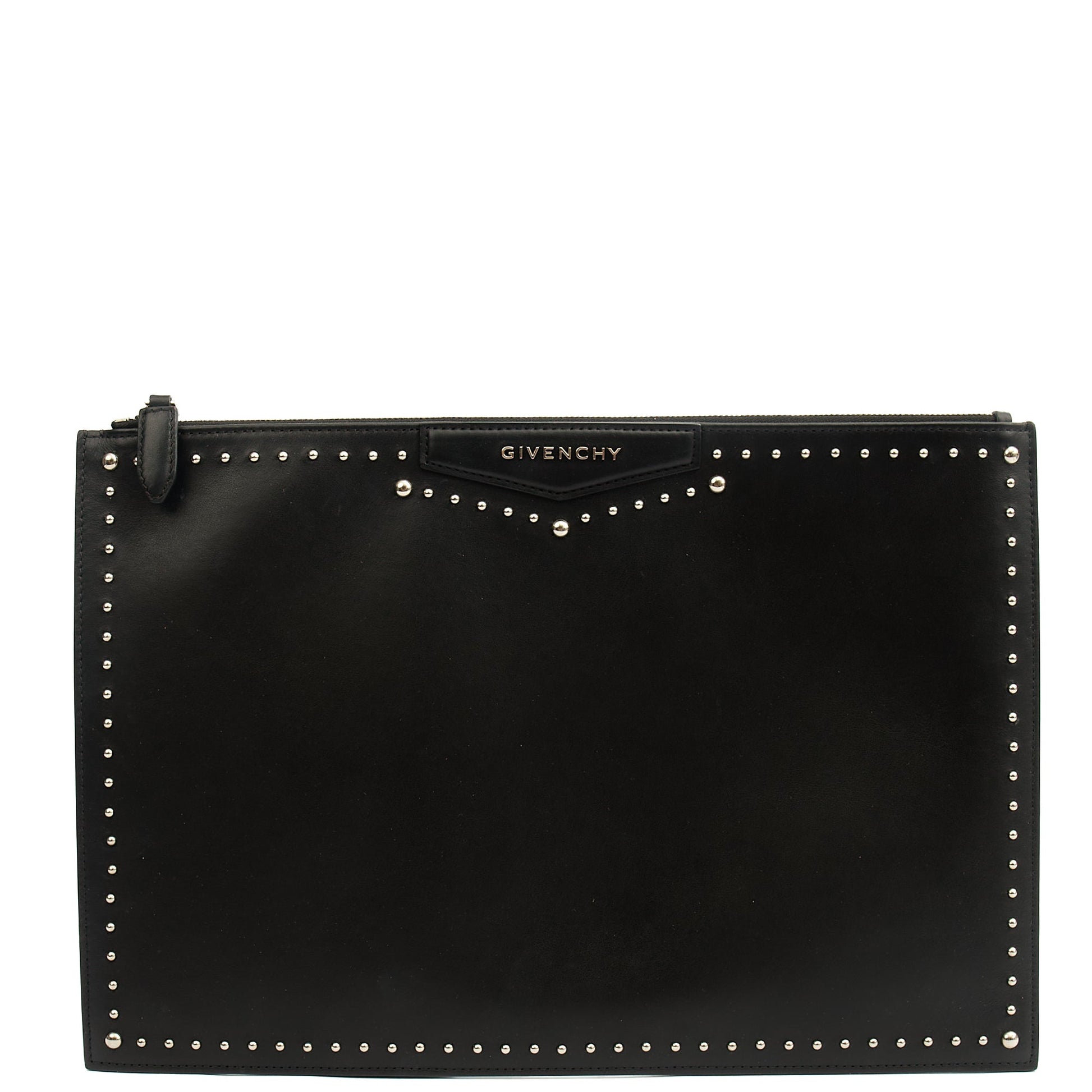 Givenchy Clutch Zip Pouch in Black, Box Calfskin — Front View