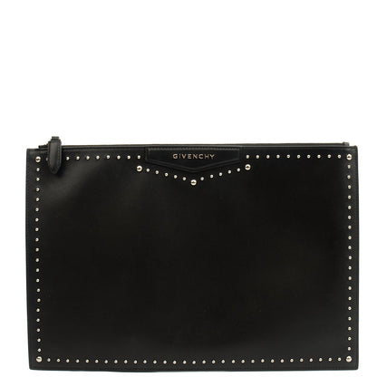 Givenchy Clutch Zip Pouch in Black, Box Calfskin — Front View