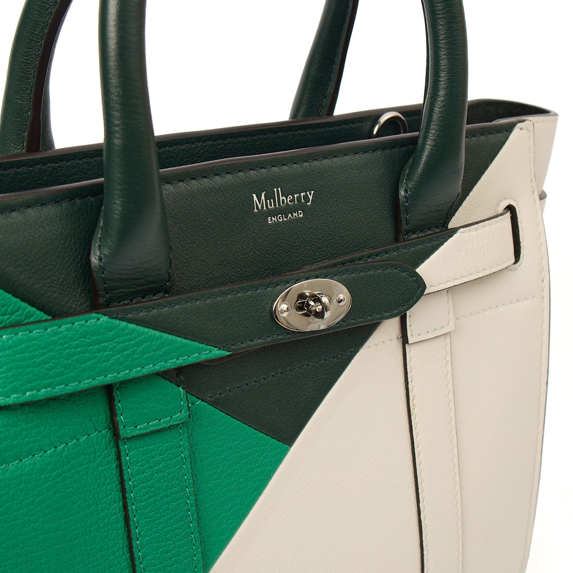 Mulberry Tote Zipped Bayswater - Small in Green, Leather — Side View