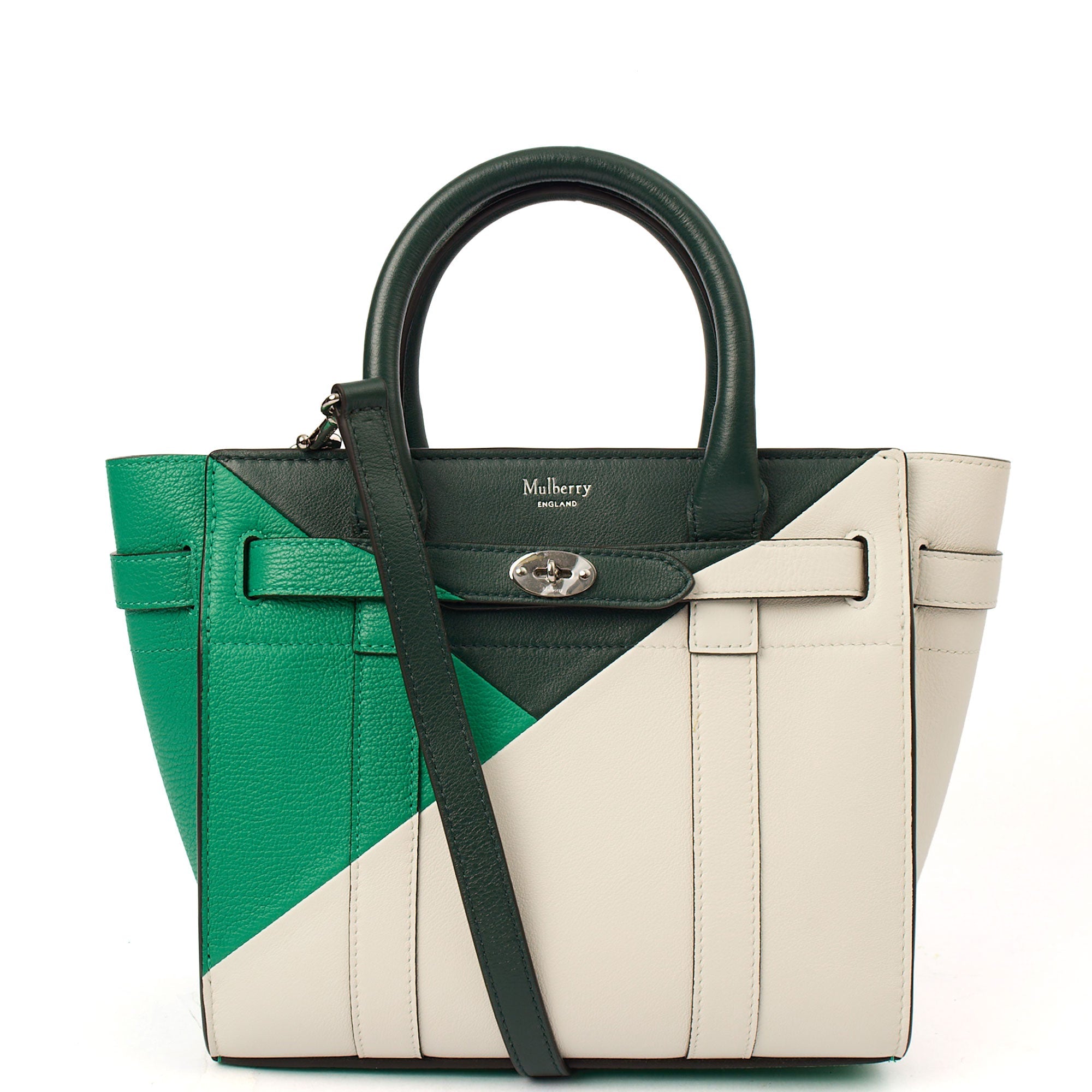 Mulberry Tote Zipped Bayswater - Small in Green, Leather — Front View