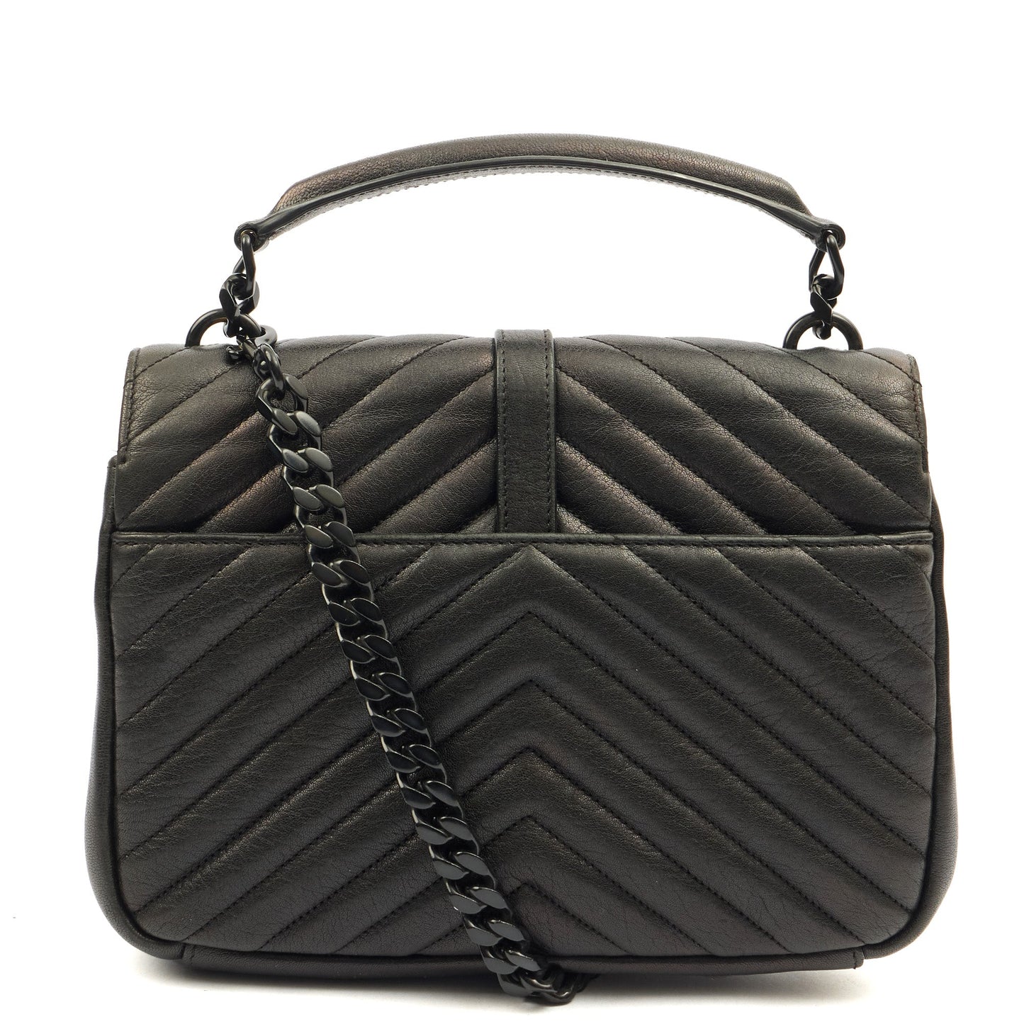 Saint Laurent Cross Body College - Medium in Black, Leather — Back View