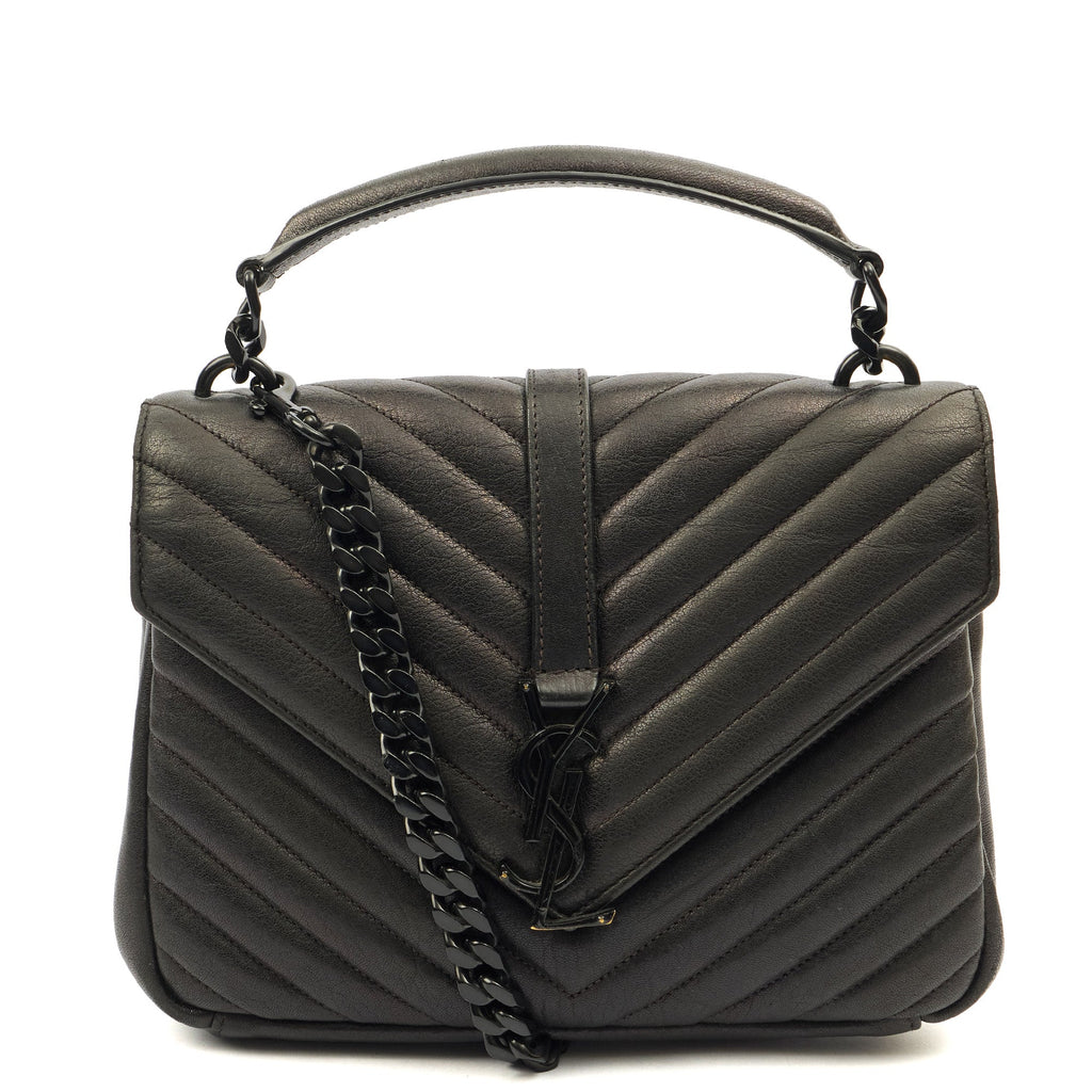 Saint Laurent Cross Body College - Medium in Black, Leather — Front View