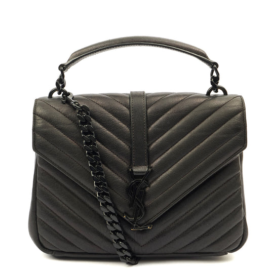 Saint Laurent Cross Body College - Medium in Black, Leather — Front View