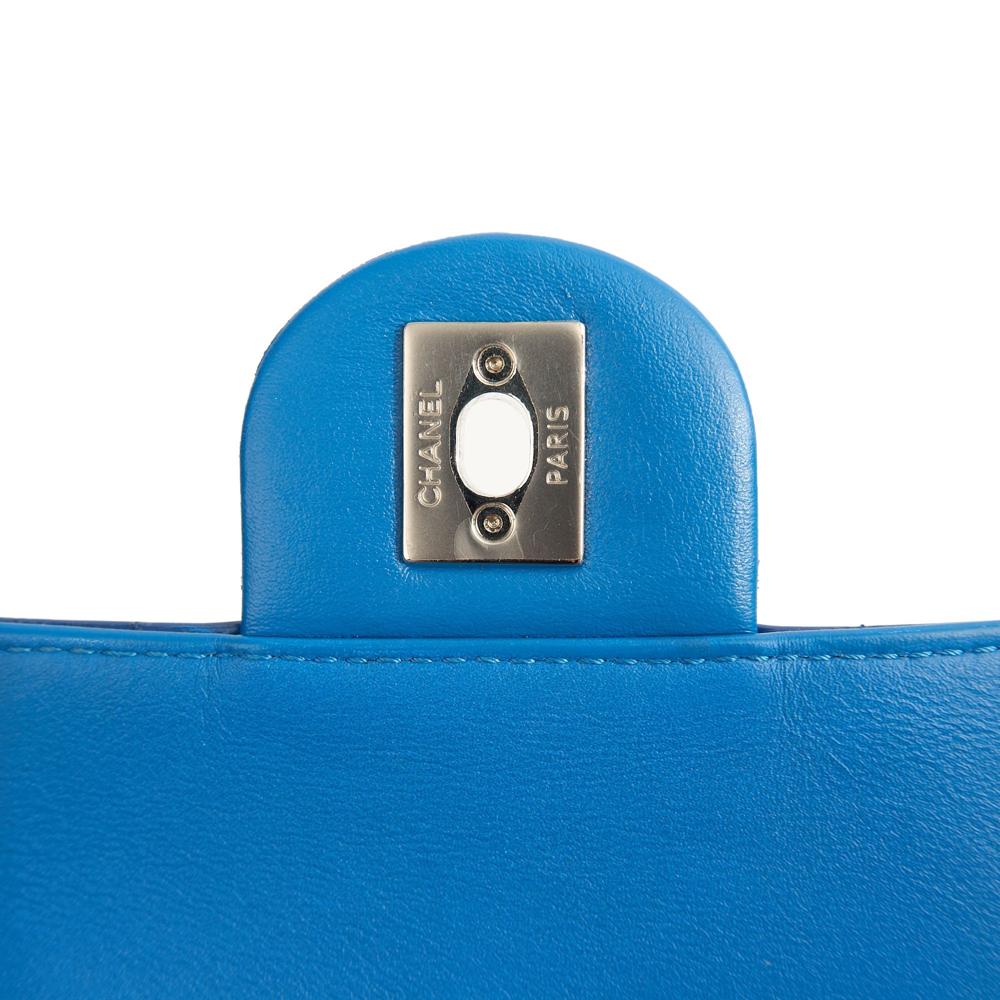 Chanel Shoulder Bag Classic Single Flap - Small in Blue, Patent Leather — Alternate View 30