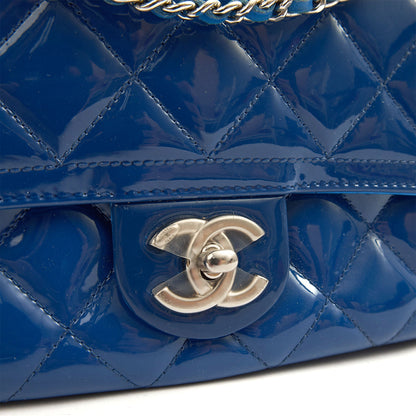 Chanel Shoulder Bag Classic Single Flap - Small in Blue, Patent Leather — Alternate View 26