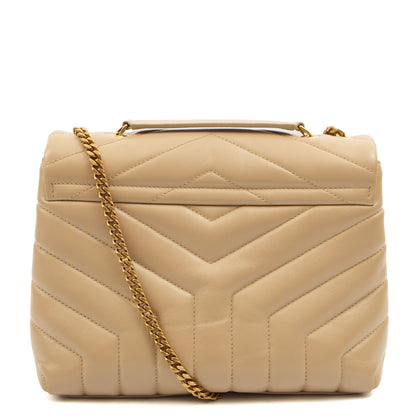 Saint Laurent Shoulder Bag Lou Lou - Small in Neutral, Calfskin Leather — Back View