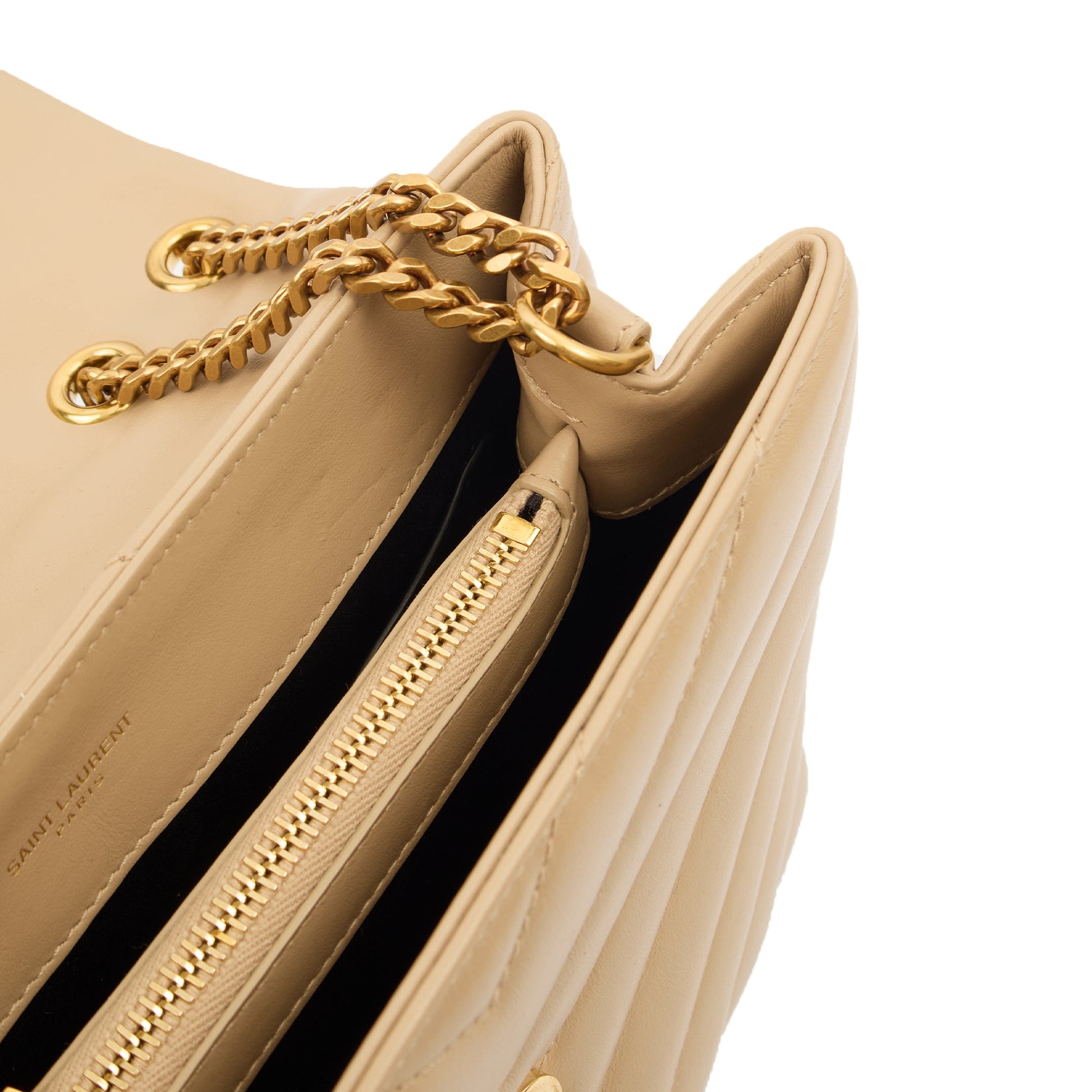 Saint Laurent Shoulder Bag Lou Lou - Small in Neutral, Calfskin Leather — Alternate View 11