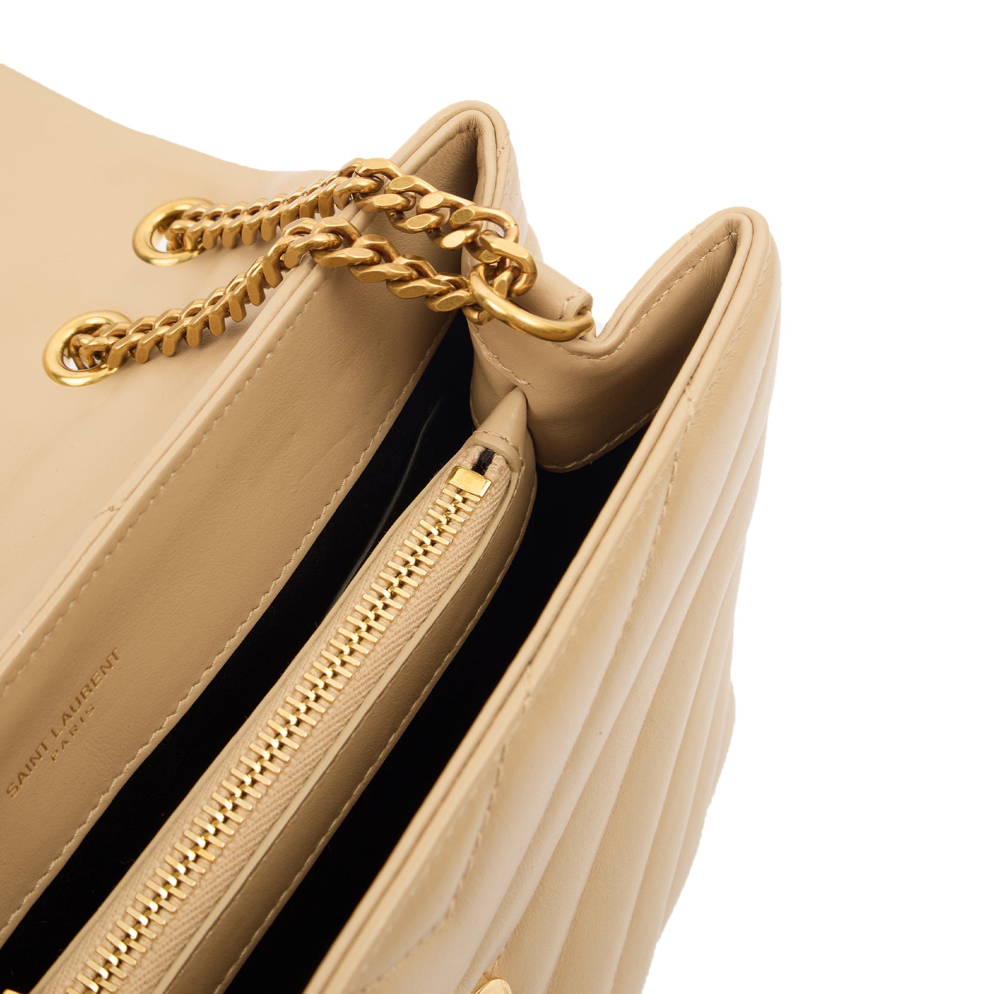 Saint Laurent Shoulder Bag Lou Lou - Small in Neutral, Calfskin Leather — Alternate View 11