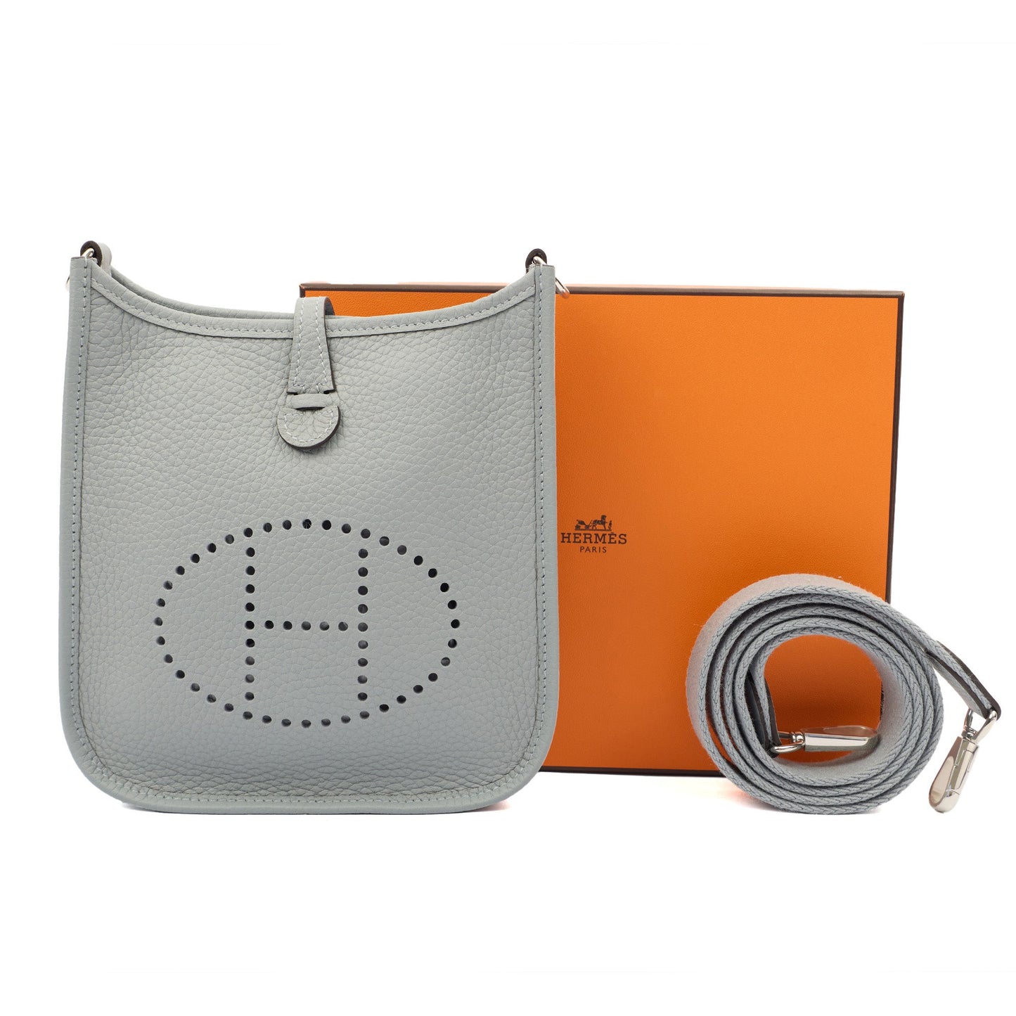 Hermes Evelyne 16 (TPM) in Gris Pantin, Clemence Leather — Lifestyle View