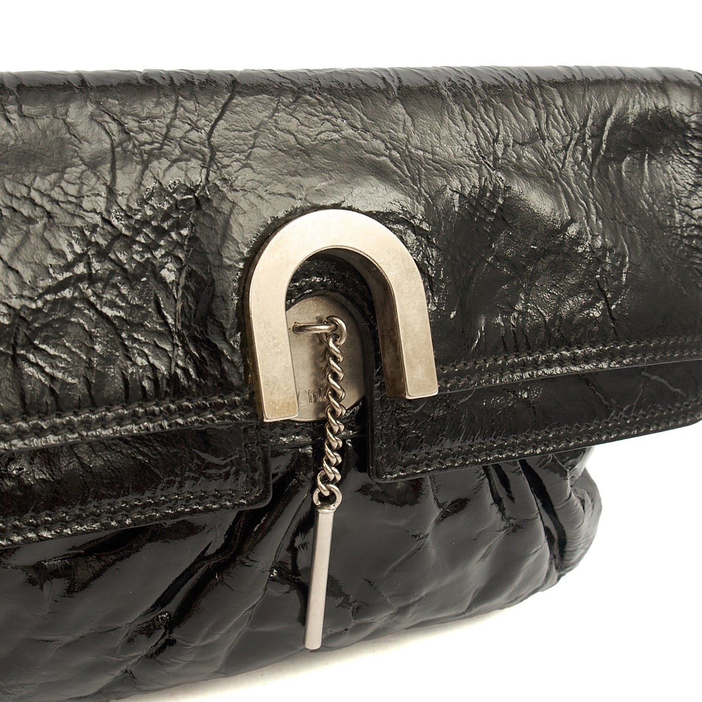 Chloe Clutch C Clutch in Black, Patent Leather — Side View