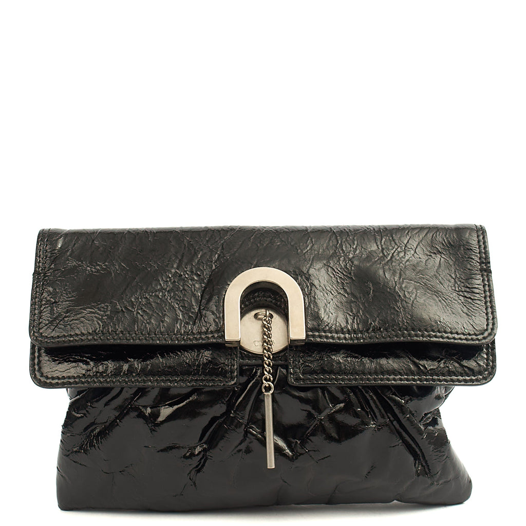 Chloe Clutch C Clutch in Black, Patent Leather — Front View