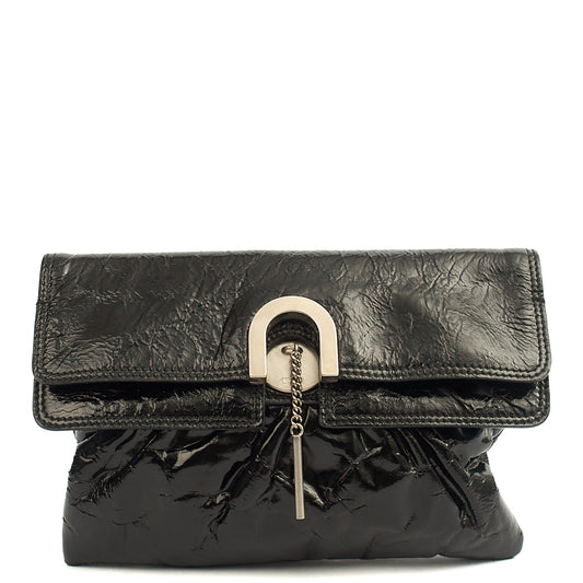 Chloe Clutch C Clutch in Black, Patent Leather — Front View