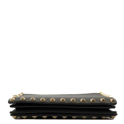 Valentino Cross Body Rockstud Crossbody Bag - Small in Black, Calfskin — Top View