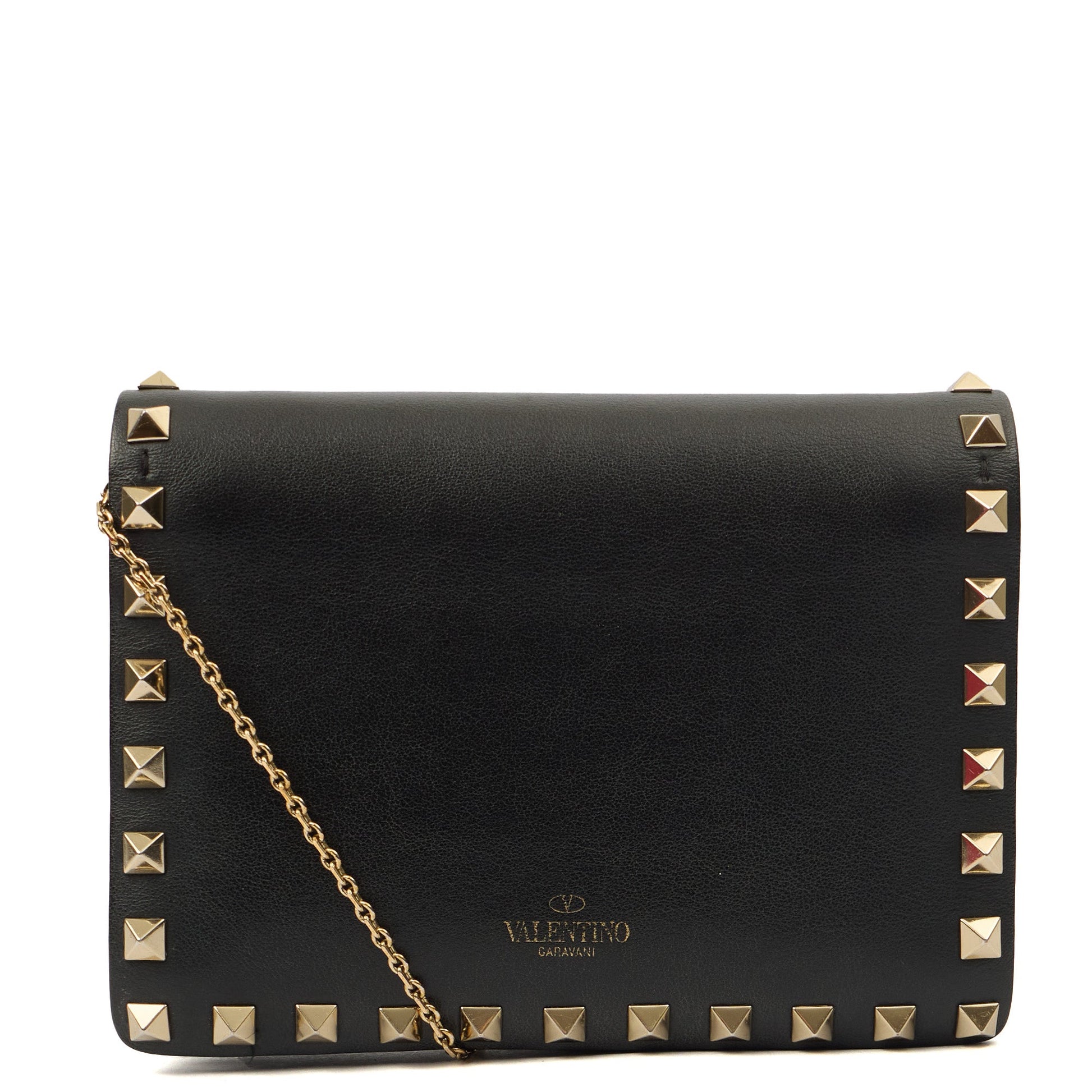 Valentino Cross Body Rockstud Crossbody Bag - Small in Black, Calfskin — Back View