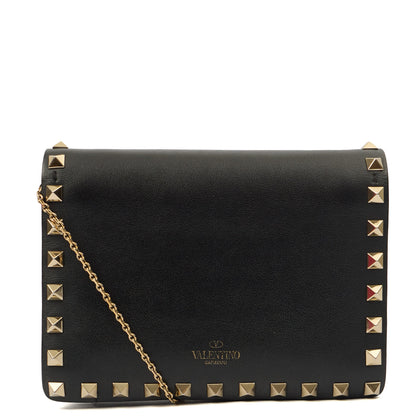Valentino Cross Body Rockstud Crossbody Bag - Small in Black, Calfskin — Back View