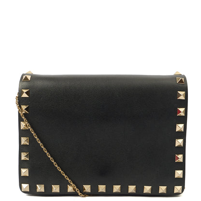 Valentino Cross Body Rockstud Crossbody Bag - Small in Black, Calfskin — Front View