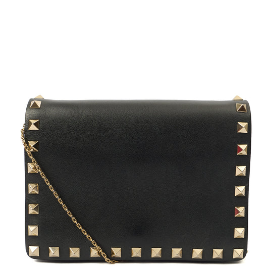 Valentino Cross Body Rockstud Crossbody Bag - Small in Black, Calfskin — Front View